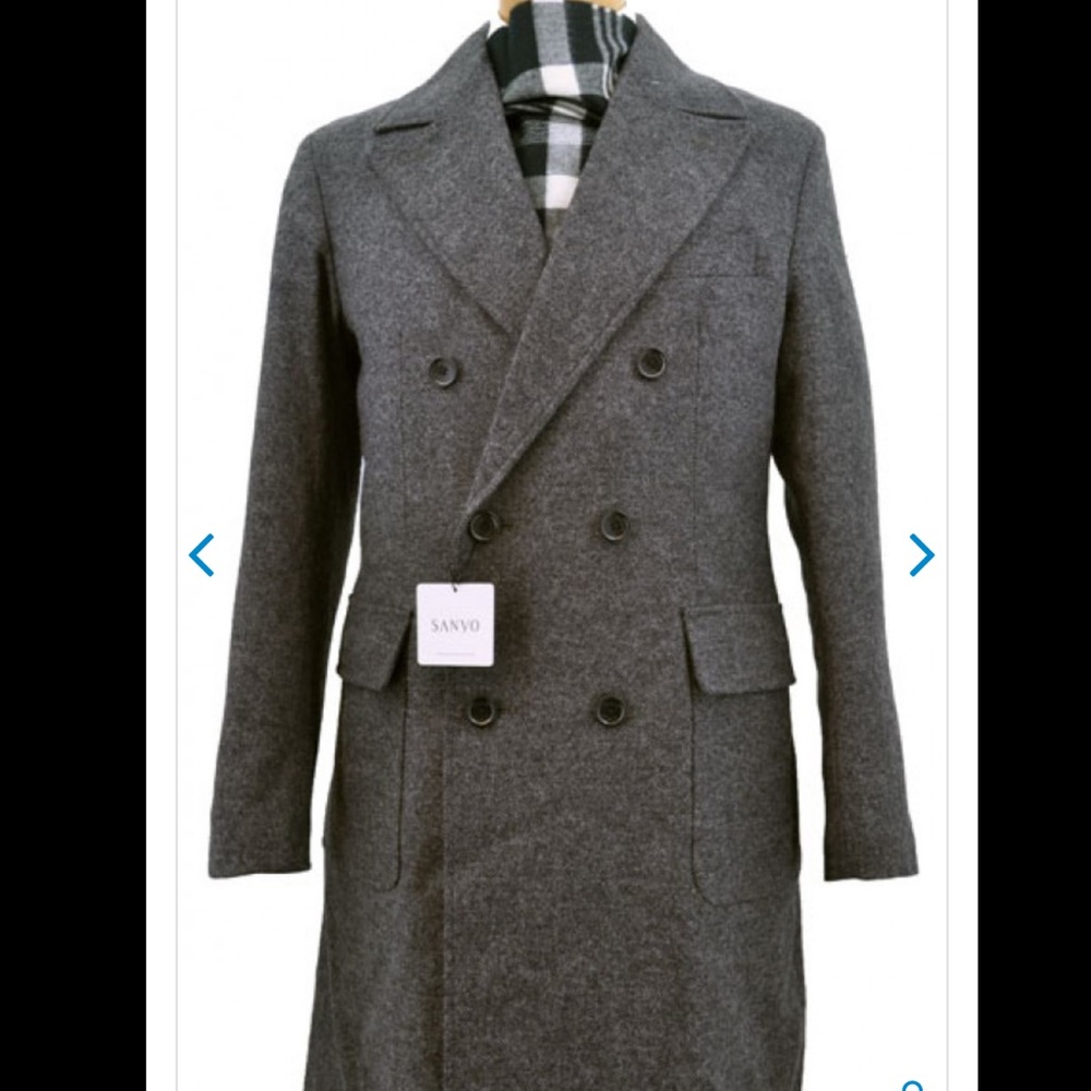 Sanyo Charcoal Textured Tweed Double Breasted